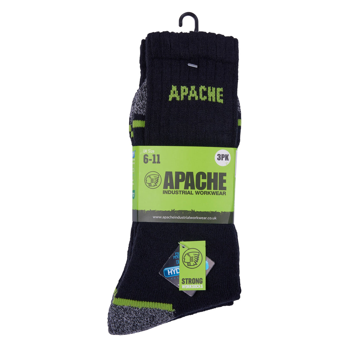 Apache - Apache 3 Pack Work Sock - Black Grey One Size - Customisable Workwear