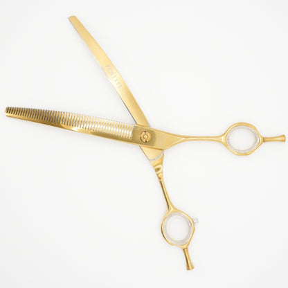 Gold Artisan Curved Thinners - Gold Dog Grooming Scissors - Gold - Customisable Shears