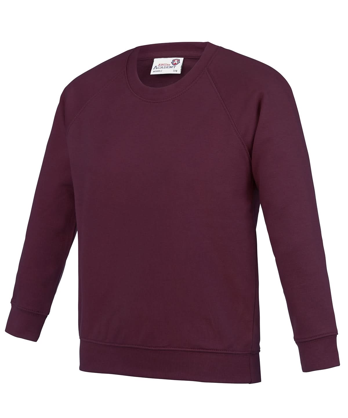 AWDis Academy Kids Academy raglan sweatshirt AC01J - Academy Burgundy - Customisable Sweatshirts