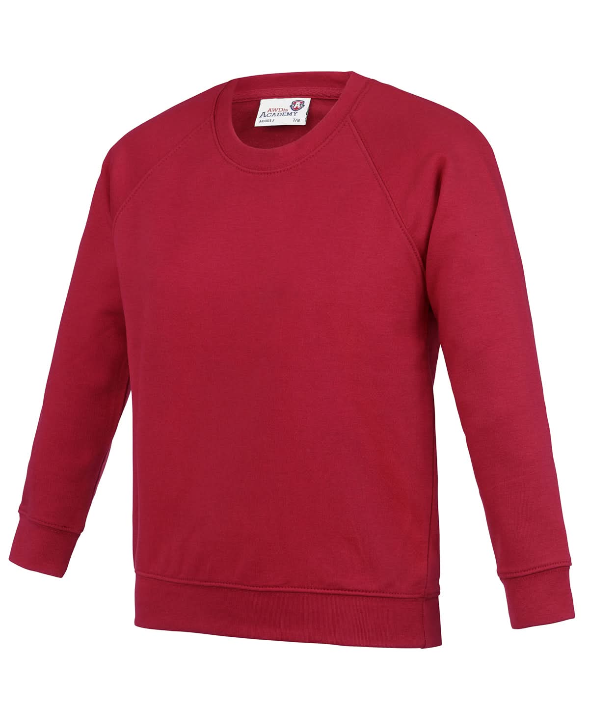AWDis Academy Kids Academy raglan sweatshirt AC01J - Academy Red - Customisable Sweatshirts