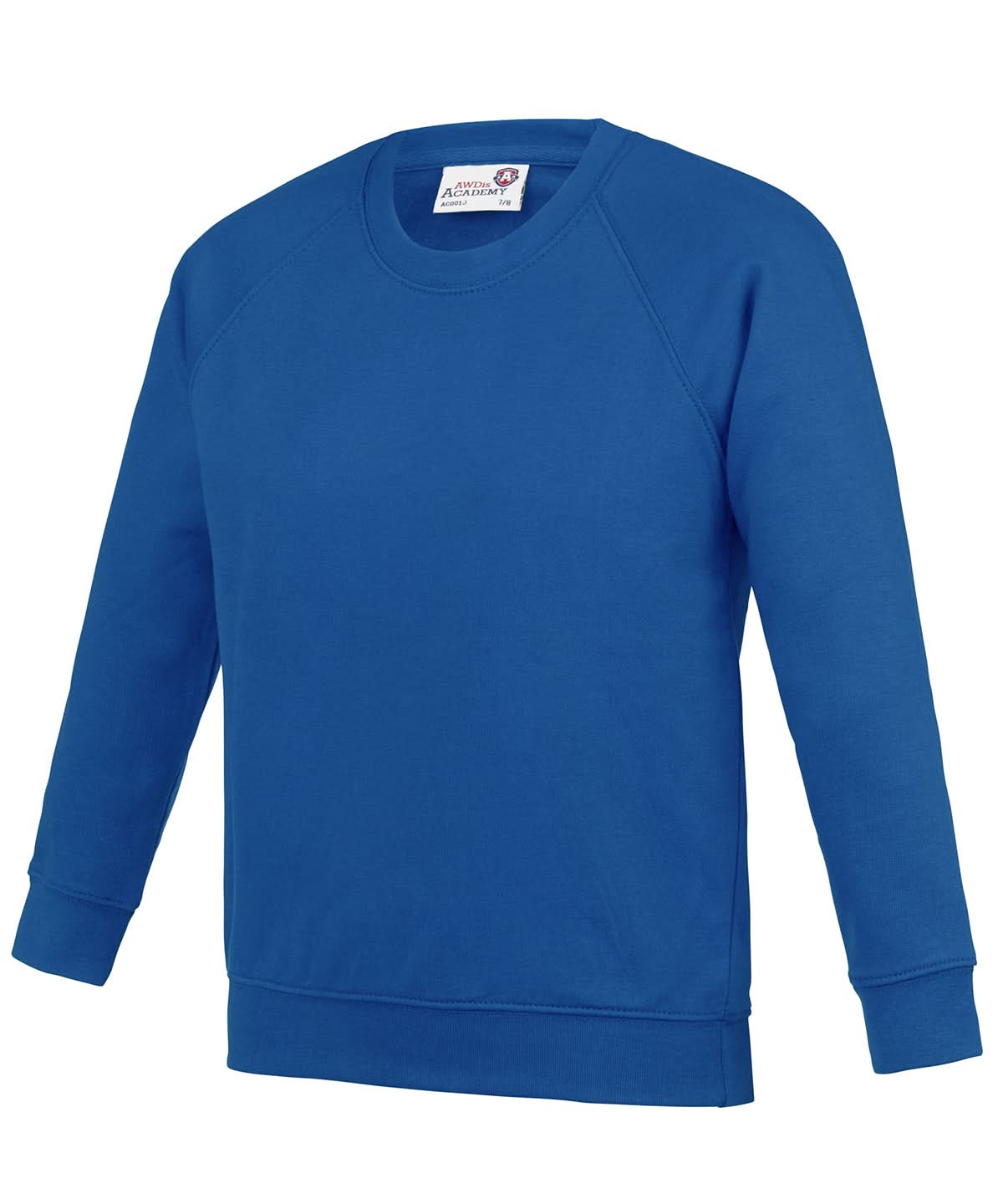 AWDis Academy Kids Academy raglan sweatshirt AC01J - Academy Royal Blue - Customisable Sweatshirts