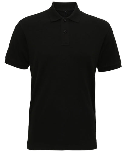 Asquith &amp; Fox Mens super smooth knit polo AQ005 - Black - Customisable Polos