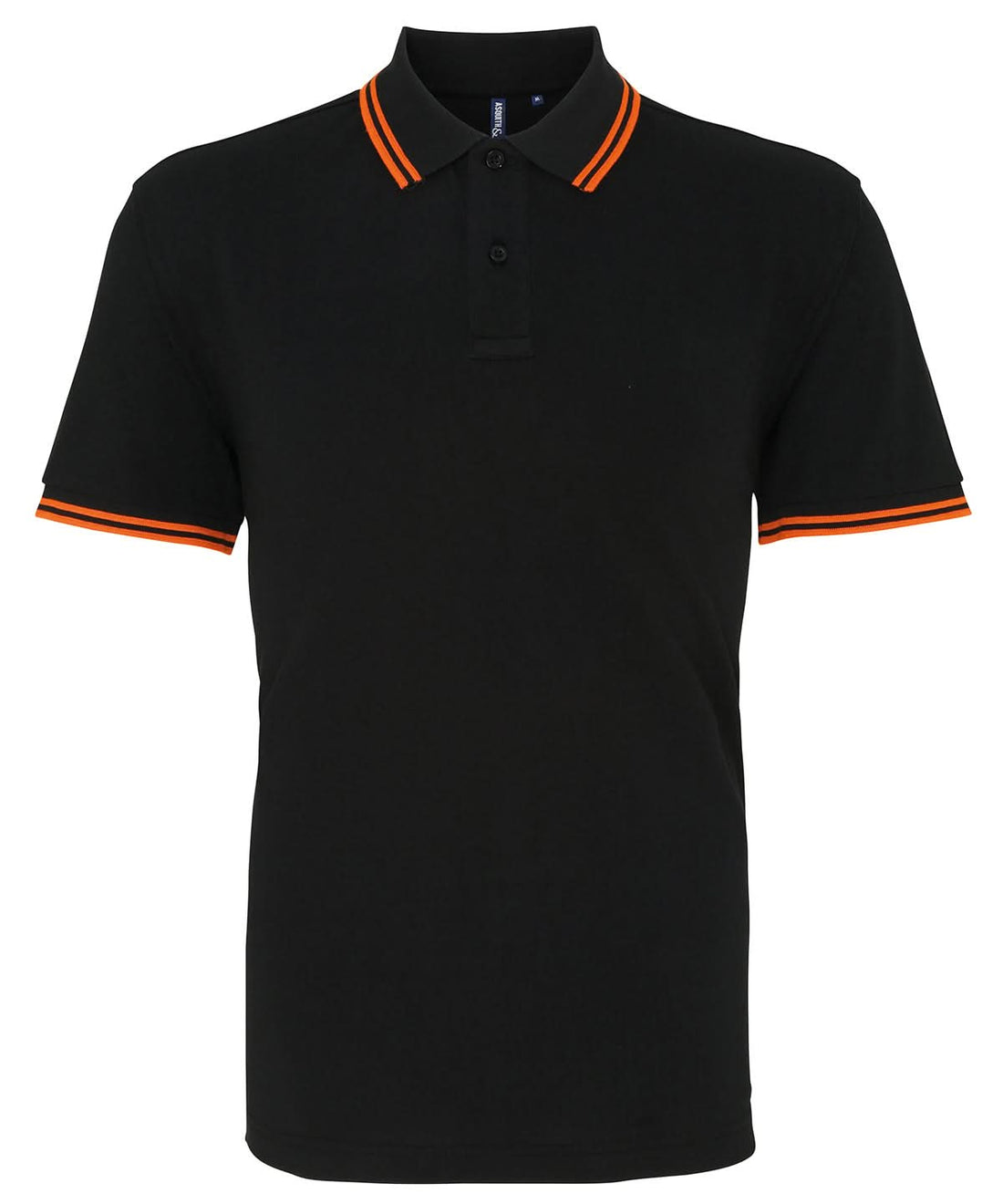 Asquith &amp; Fox Mens classic fit tipped polo AQ011 - Black Orange - Customisable Polos