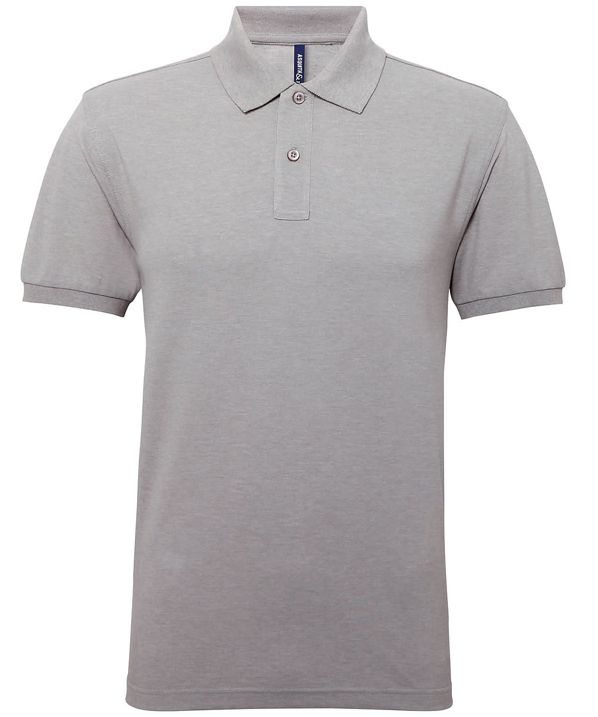 Asquith &amp; Fox Asquith Fox Mens polycotton blend polo Heather Grey AQ015 - Heather Grey - Customisable Polos