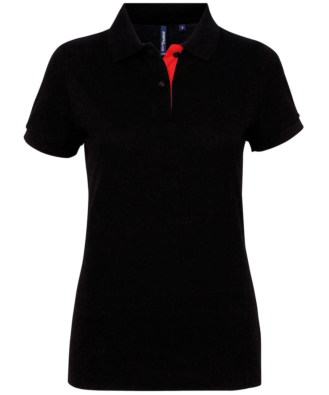 Asquith &amp; Fox Womens contrast polo AQ022 - Black Red - Customisable Polos