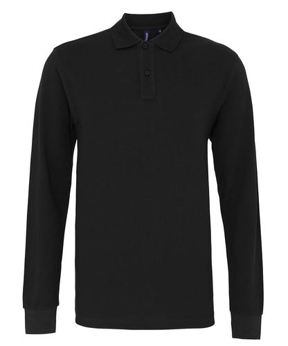 Asquith &amp; Fox Mens classic fit long sleeved polo AQ030 - Black - Customisable Polos