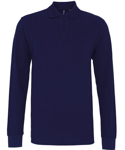 Asquith &amp; Fox Mens classic fit long sleeved polo AQ030 - Navy - Customisable Polos