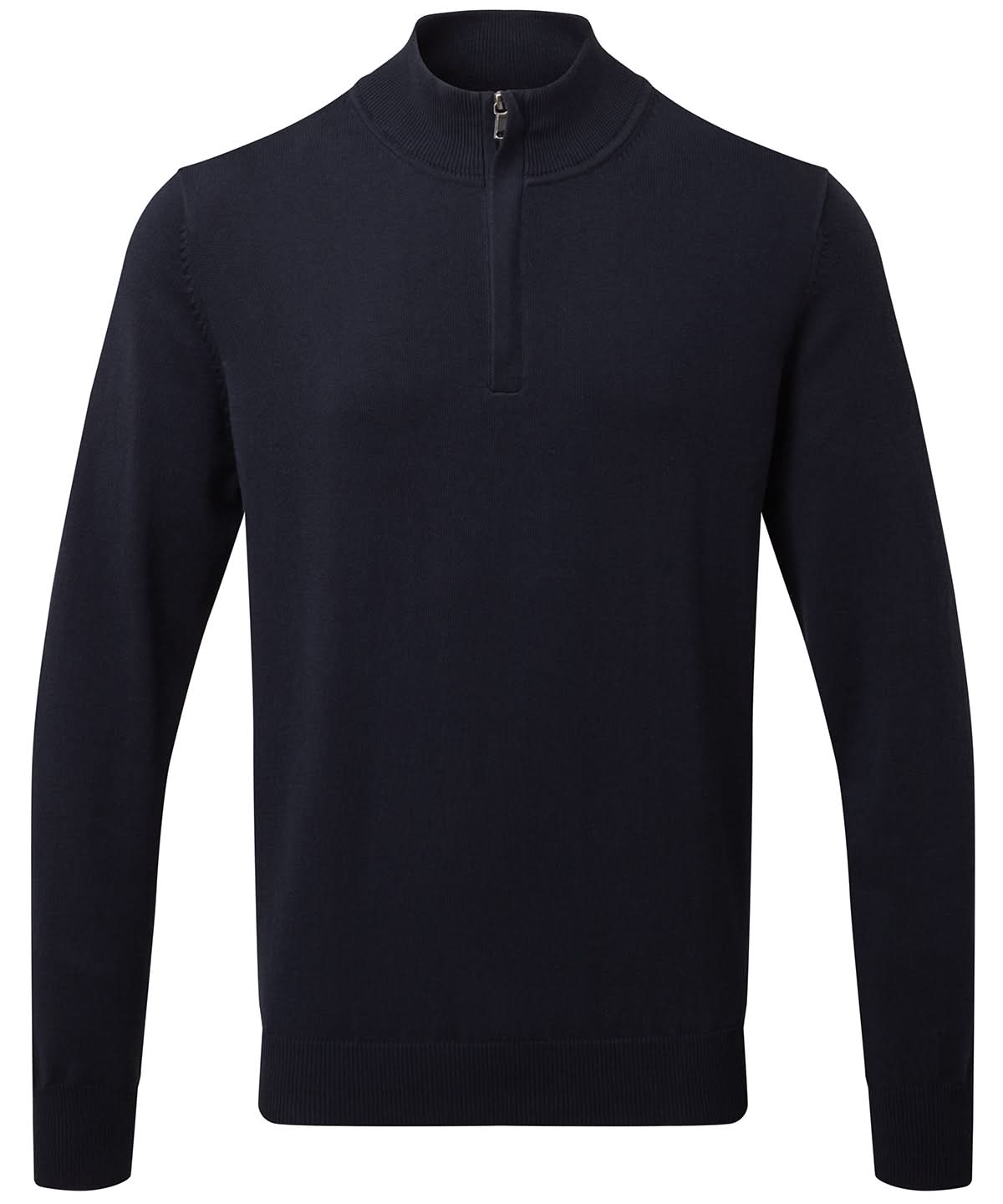 Asquith &amp; Fox Mens cotton blend zip sweater AQ048 - French Navy - Customisable Knitted Jumpers