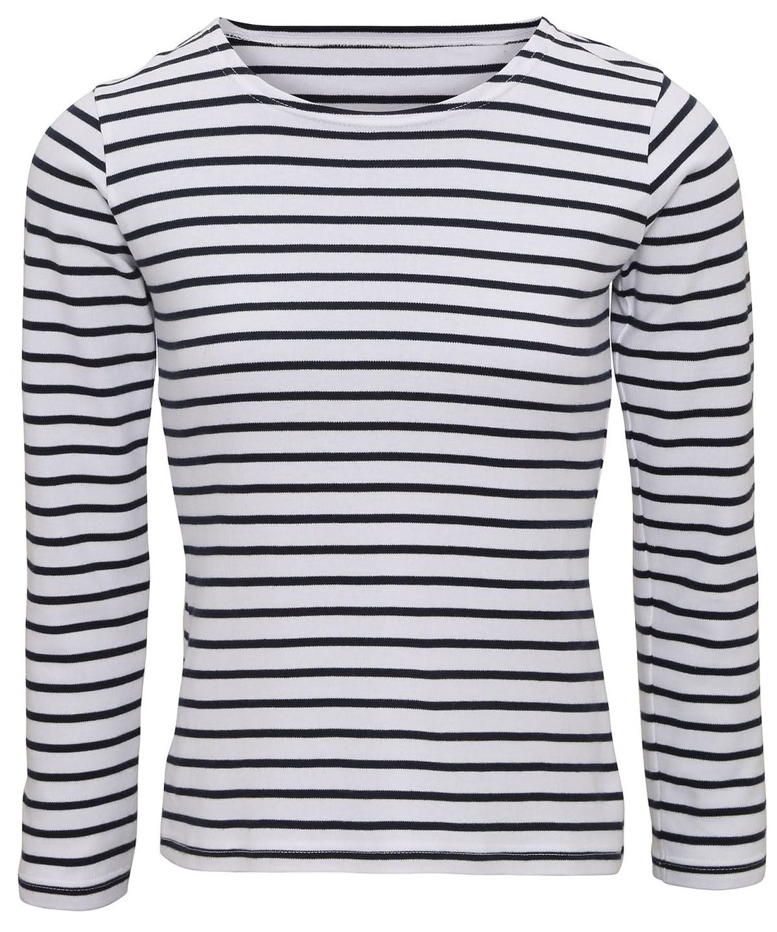 Asquith &amp; Fox Womens Marinire coastal long sleeve tee AQ071 - White Navy - Customisable T-Shirts