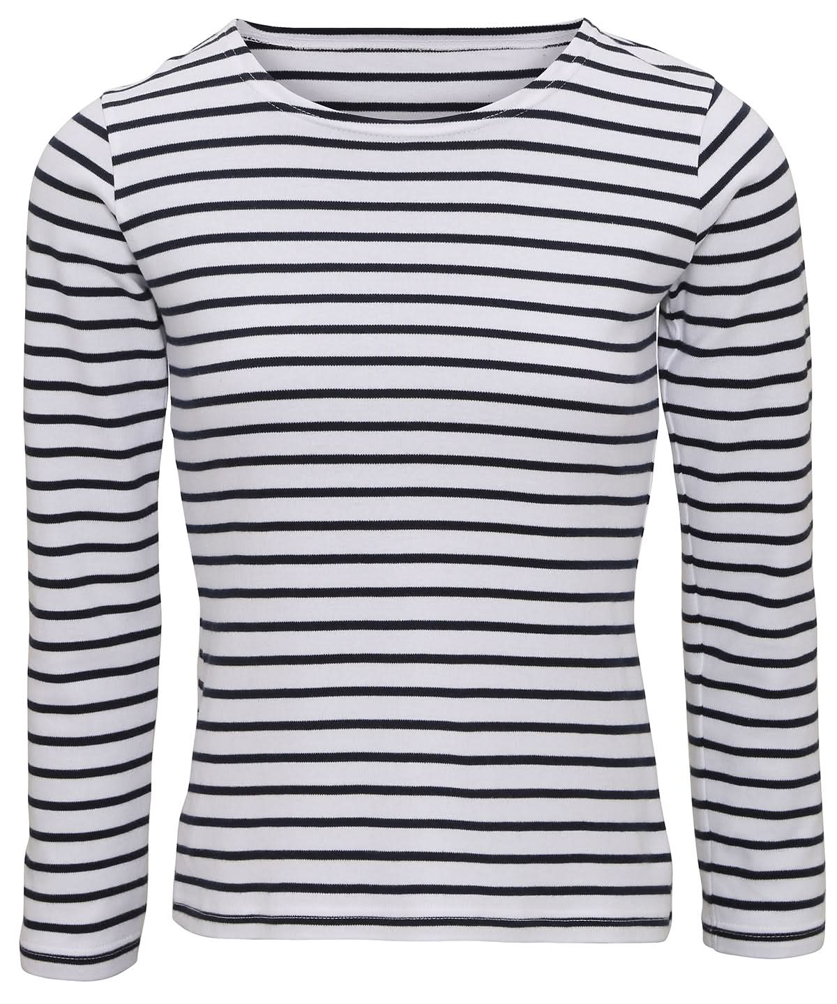 Asquith &amp; Fox Womens Marinire coastal long sleeve tee AQ071 - White Navy - Customisable T-Shirts
