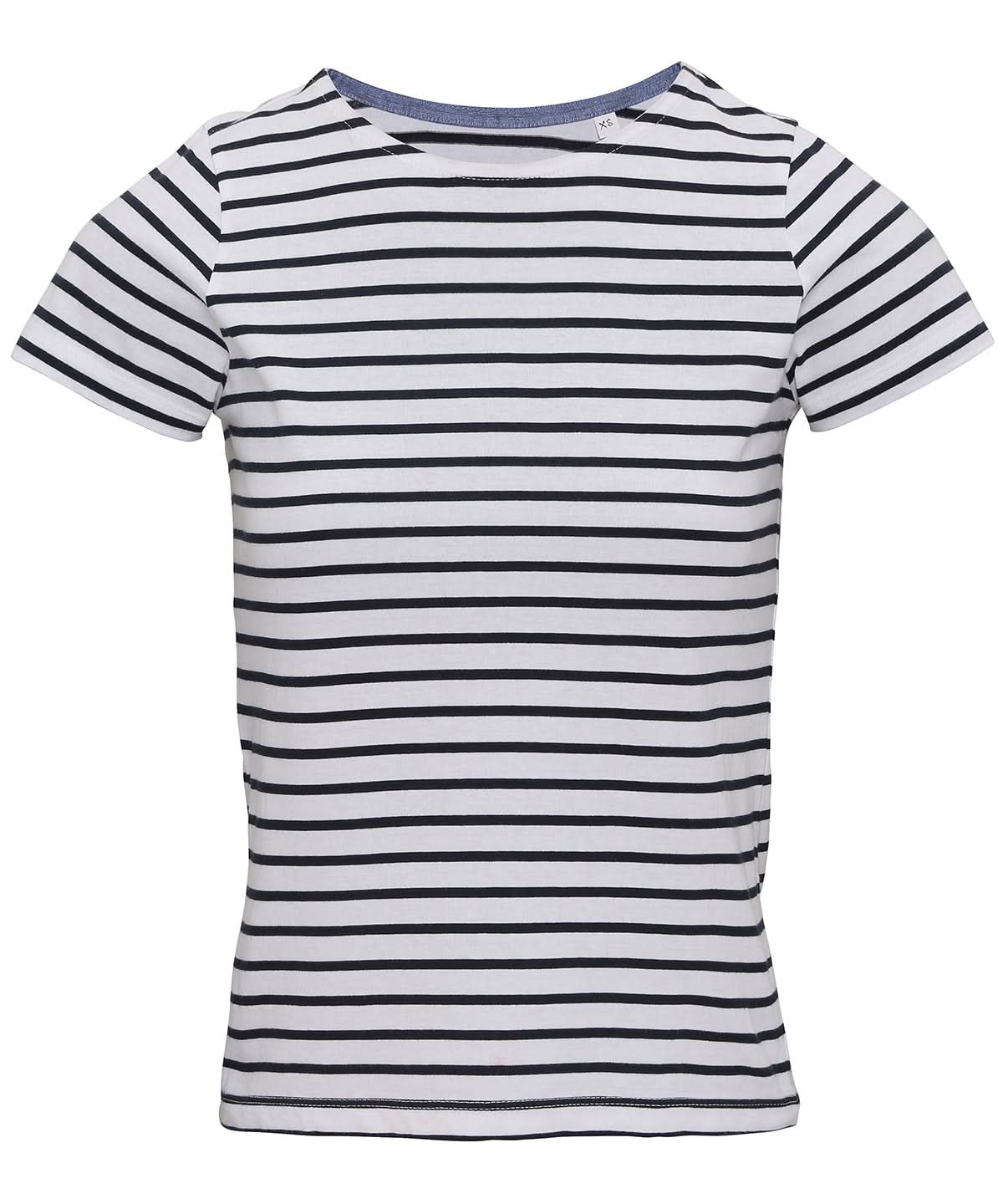Asquith &amp; Fox Womens Marinire coastal short sleeve tee AQ073 - White Navy - Customisable T-Shirts