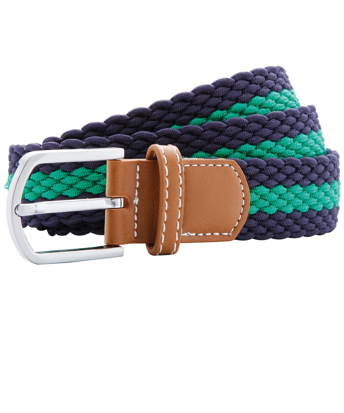 Asquith &amp; Fox Two colour stripe braid stretch belt AQ901 - Navy Kelly One size - Customisable Belts