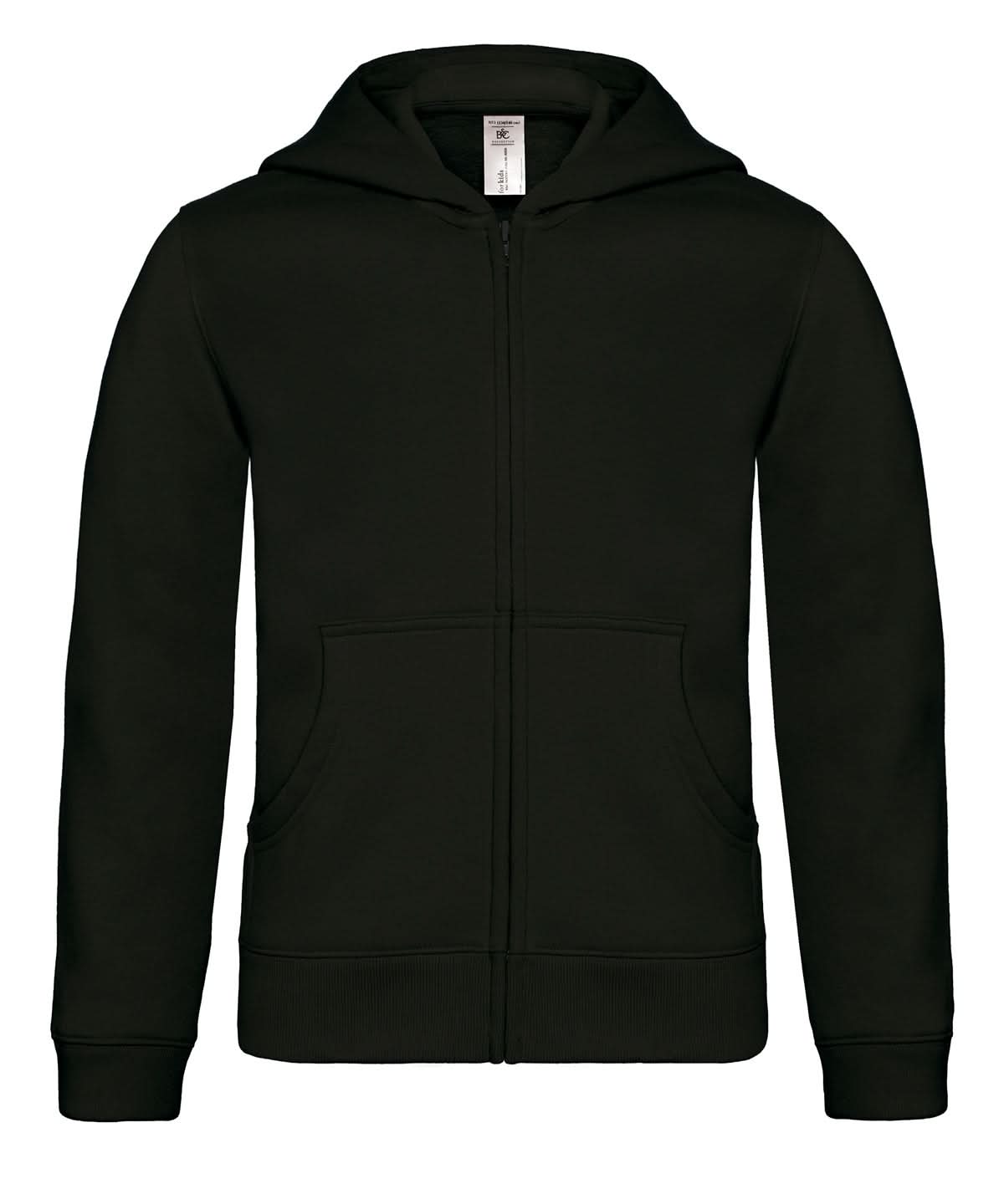 B&amp;C Collection Hooded full zip kids B421B - Black - Customisable Hoodies