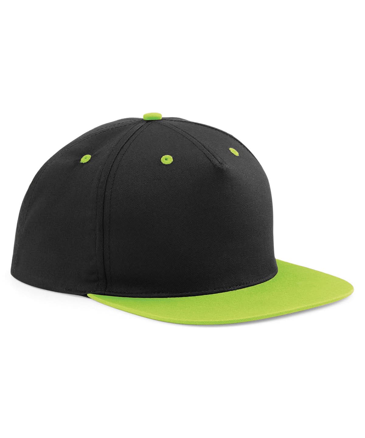 Beechfield 5 panel contrast snapback B610C - Black Lime Green One size - Customisable Caps