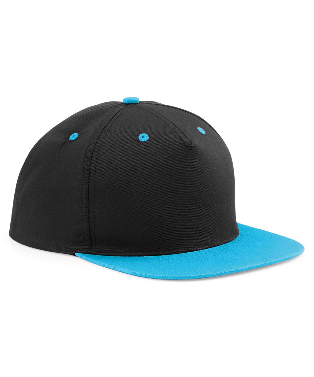Beechfield 5 panel contrast snapback B610C - Black Surf Blue One size - Customisable Caps