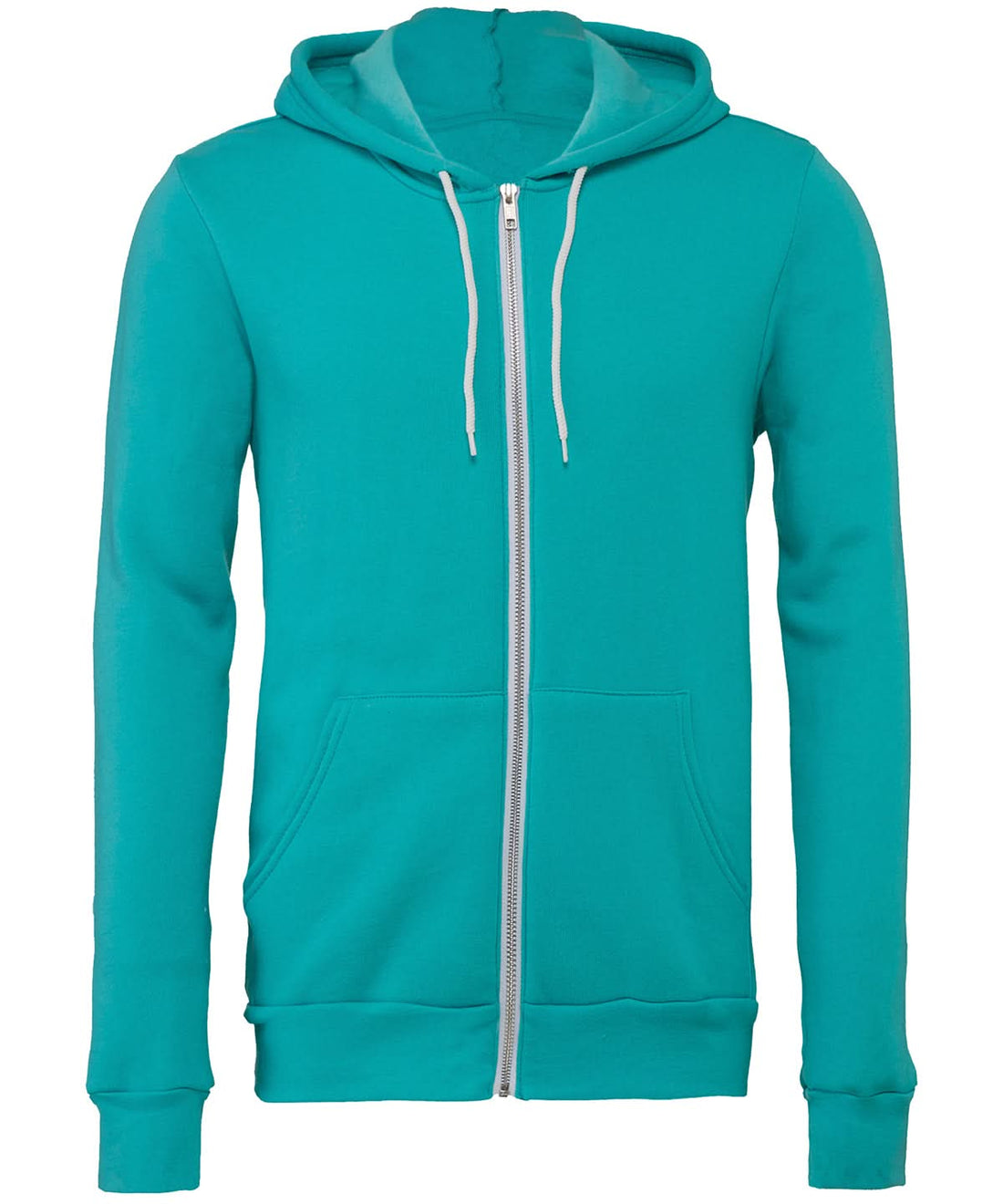 Bella Canvas Unisex polycotton fleece full zip hoodie Teal BE106 - Teal - Customisable Hoodies