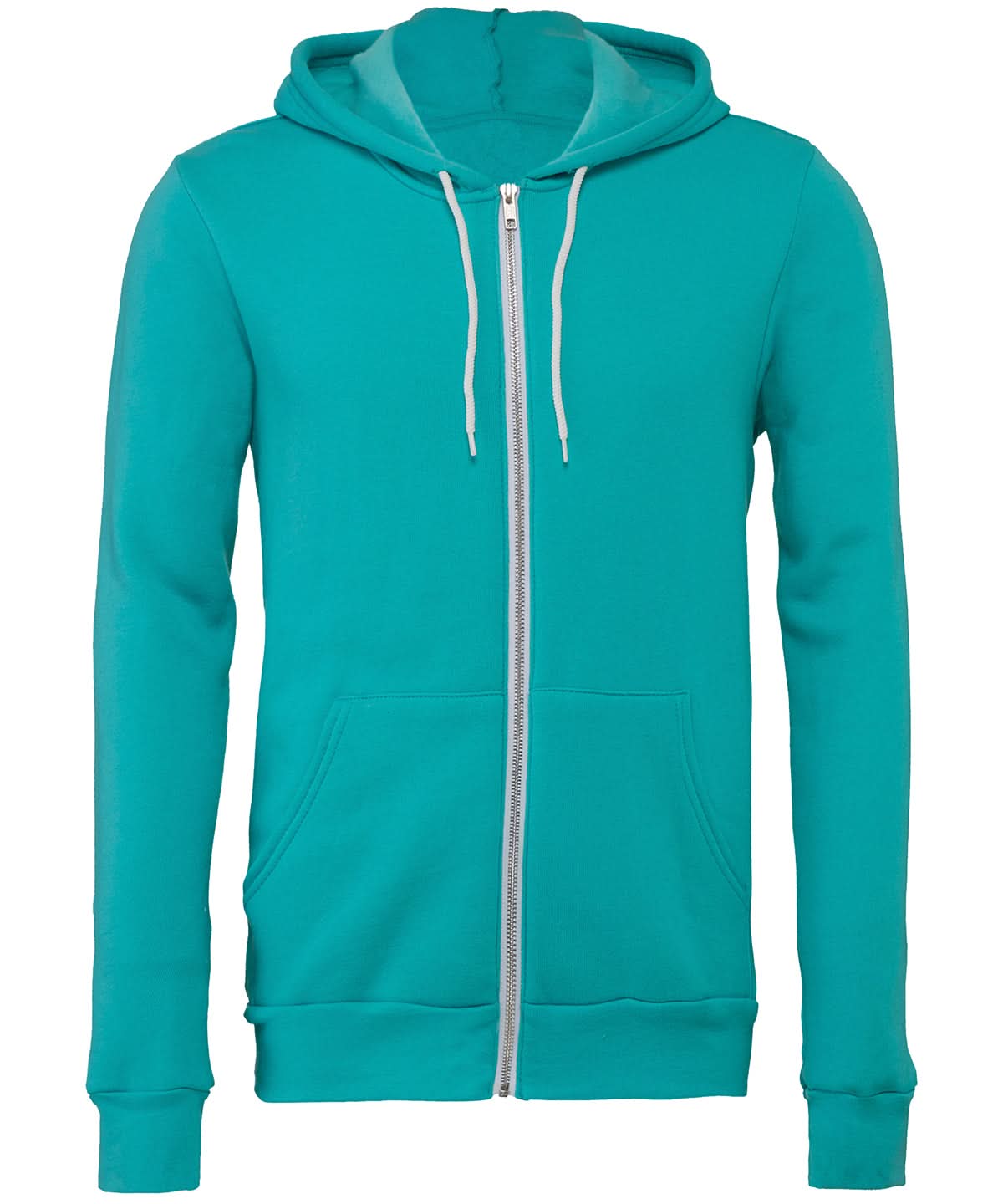 Bella Canvas Unisex polycotton fleece full zip hoodie Teal BE106 - Teal - Customisable Hoodies