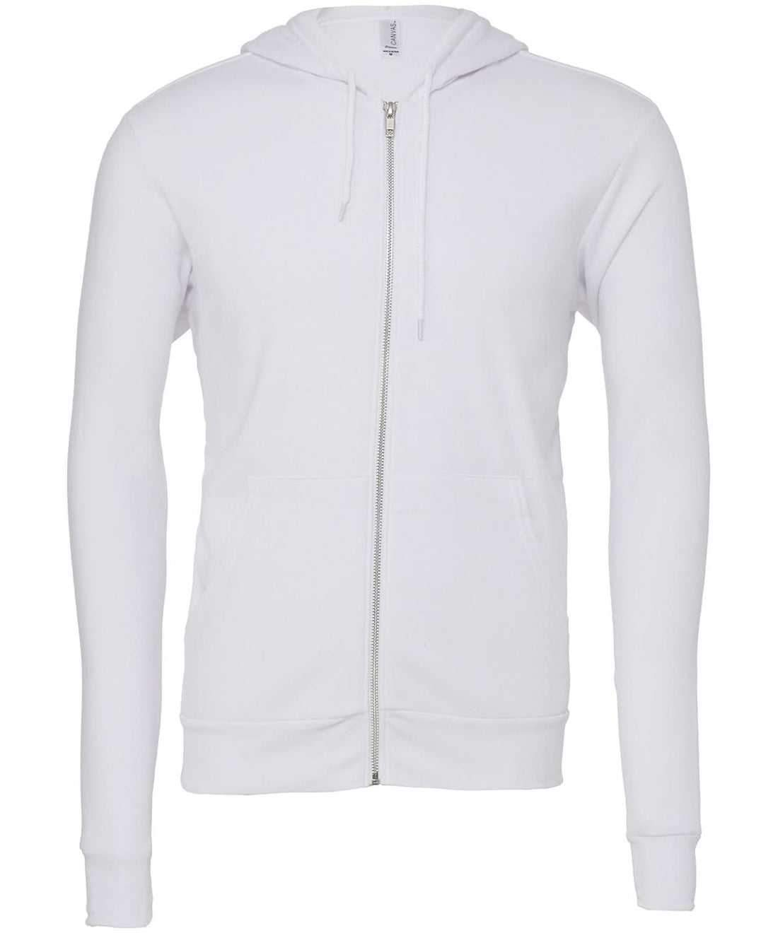 Bella Canvas Unisex polycotton fleece full zip hoodie White BE106 - White - Customisable Hoodies