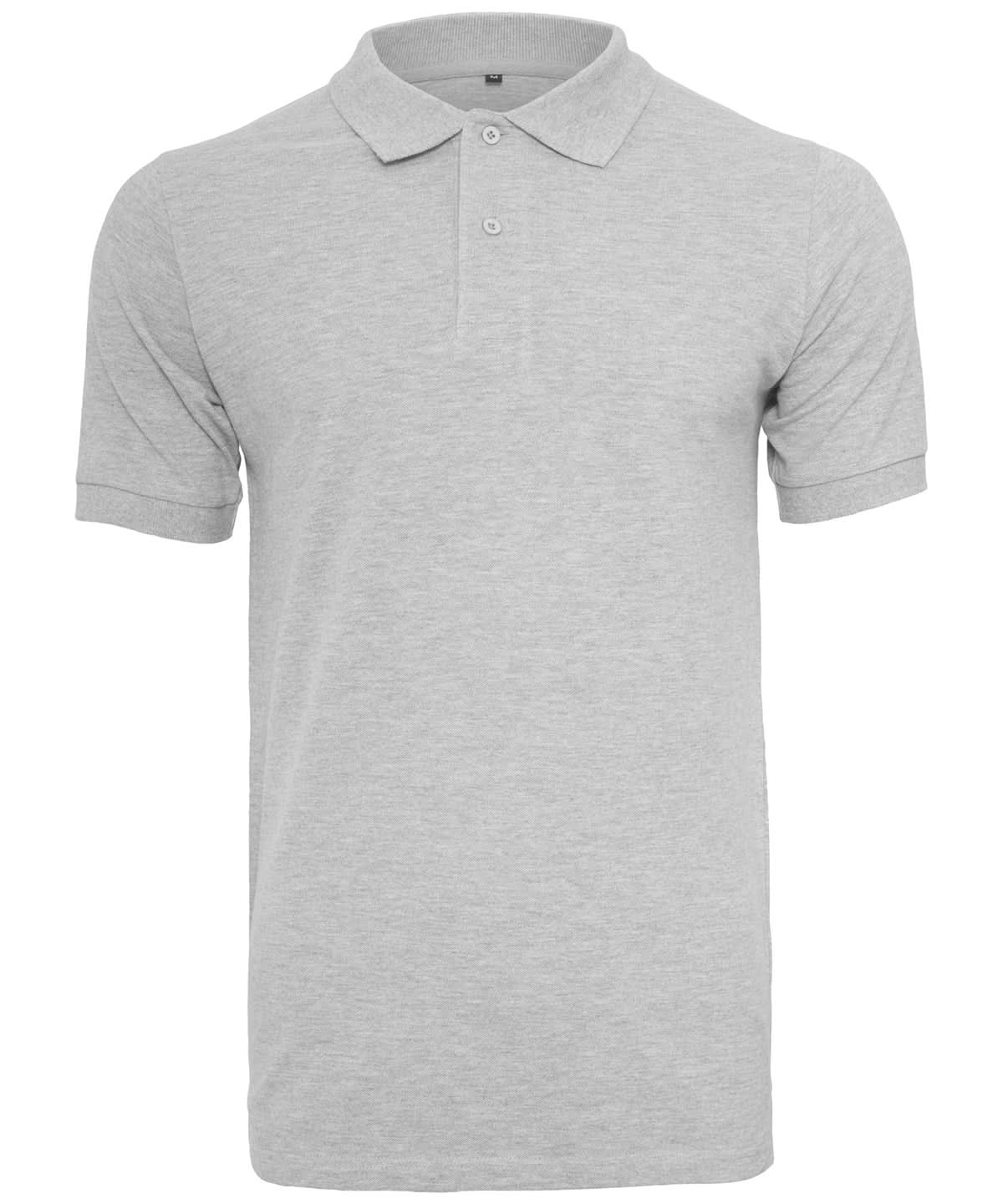 Build Your Brand BYB Piqu polo shirt BY008 - Heather Grey - Customisable Polos