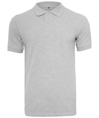 Build Your Brand BYB Piqu polo shirt BY008 - Heather Grey - Customisable Polos