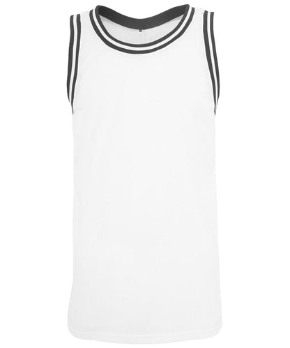 Build Your Brand BYB Mesh tank top BY009 - White Black - Customisable T-Shirts