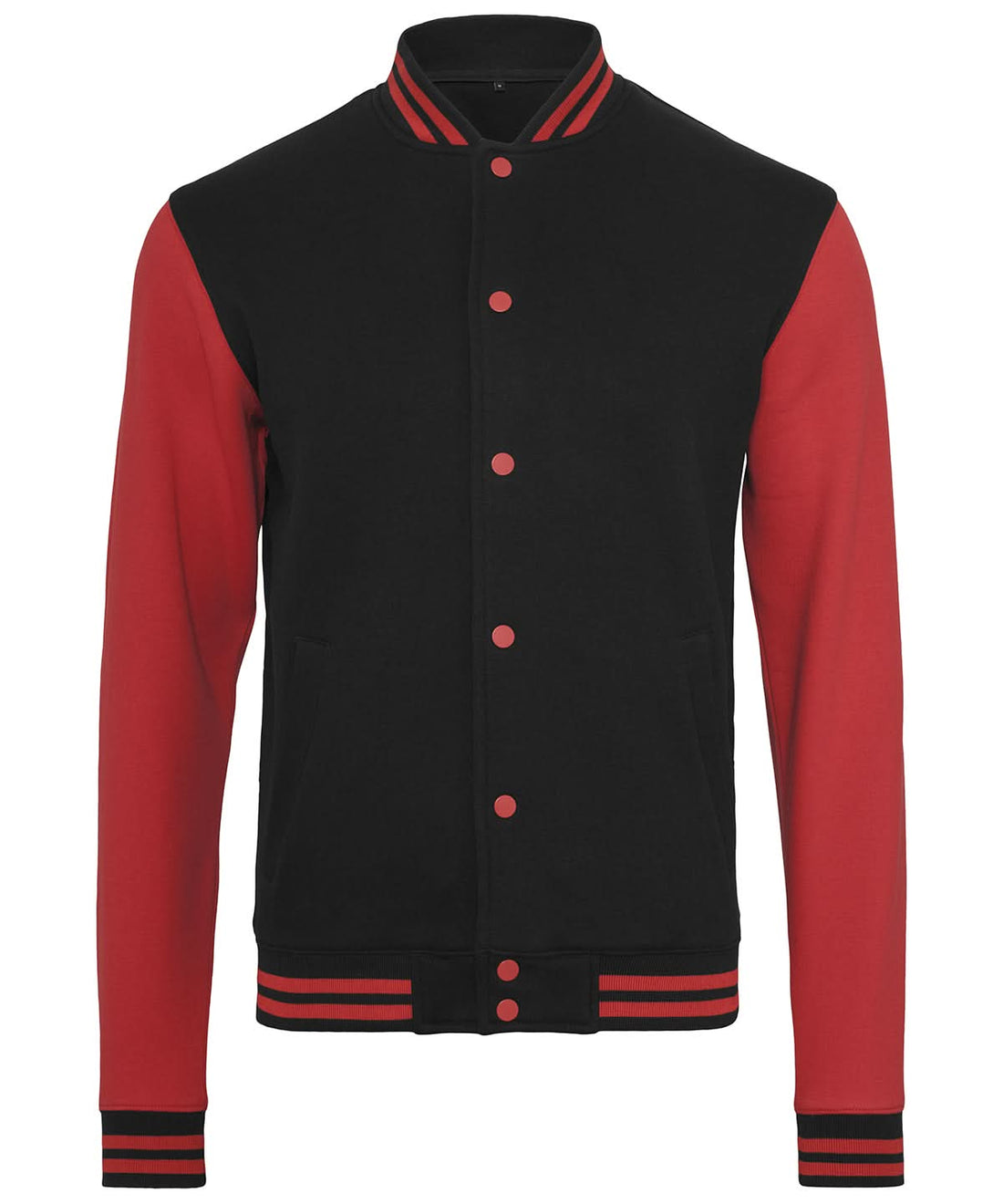 Build Your Brand BYB Sweat college jacket BY015 - Black Red - Customisable Jackets