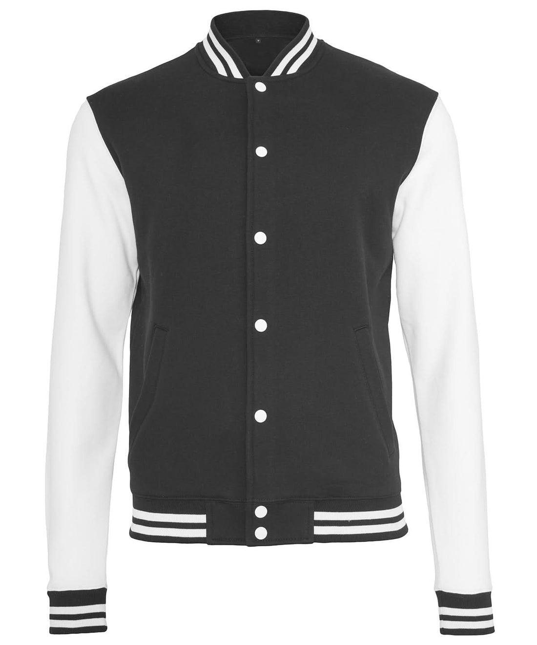 Build Your Brand BYB Sweat college jacket BY015 - Black White - Customisable Jackets