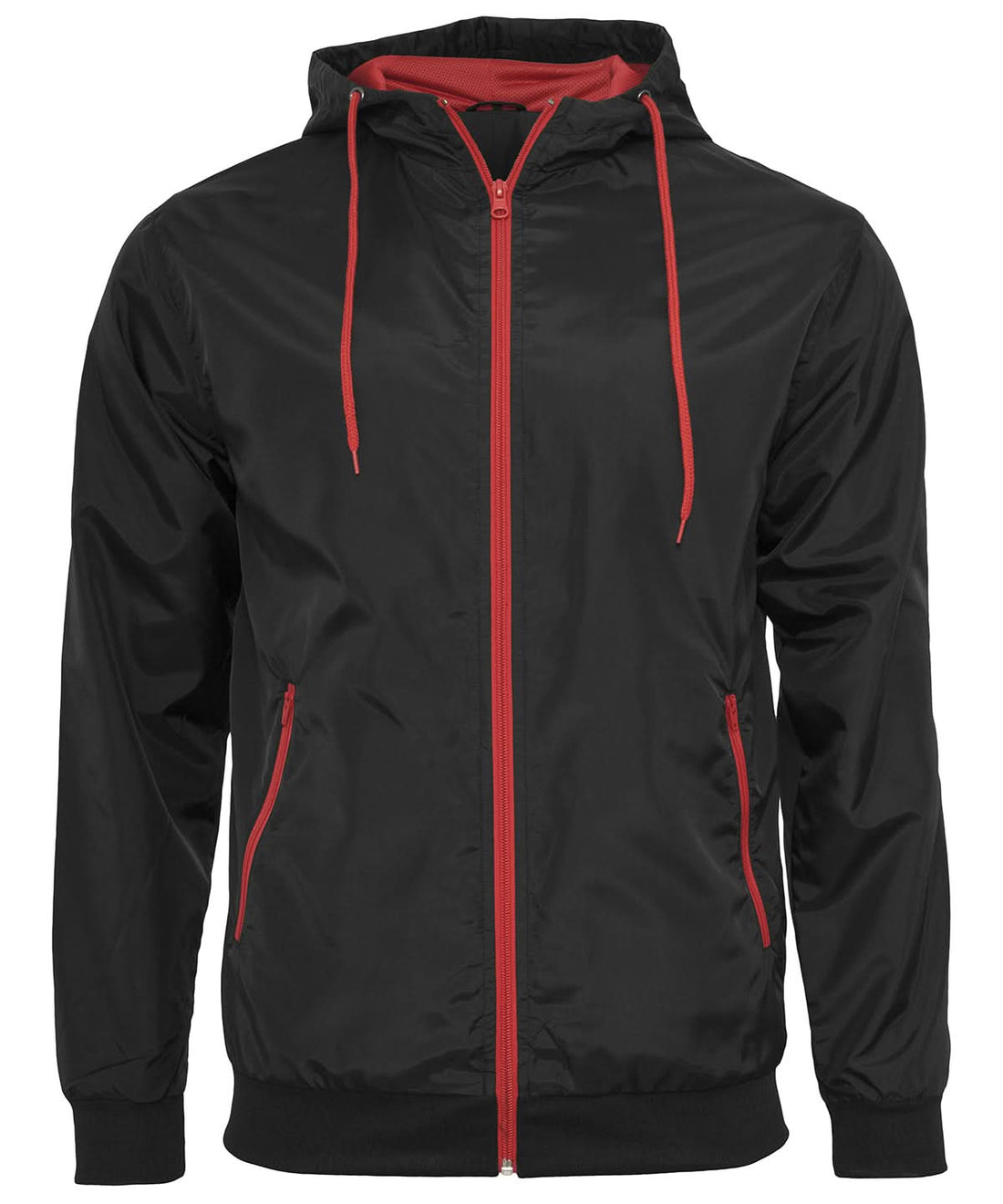 Build Your Brand BYB Wind runner BY016 - Black Red - Customisable Jackets