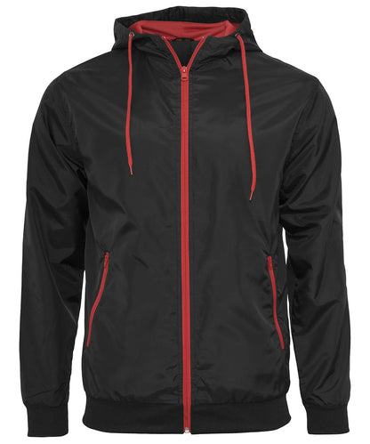 Build Your Brand BYB Wind runner BY016 - Black Red - Customisable Jackets