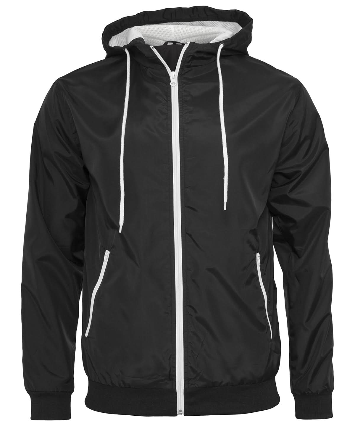 Build Your Brand BYB Wind runner BY016 - Black White - Customisable Jackets