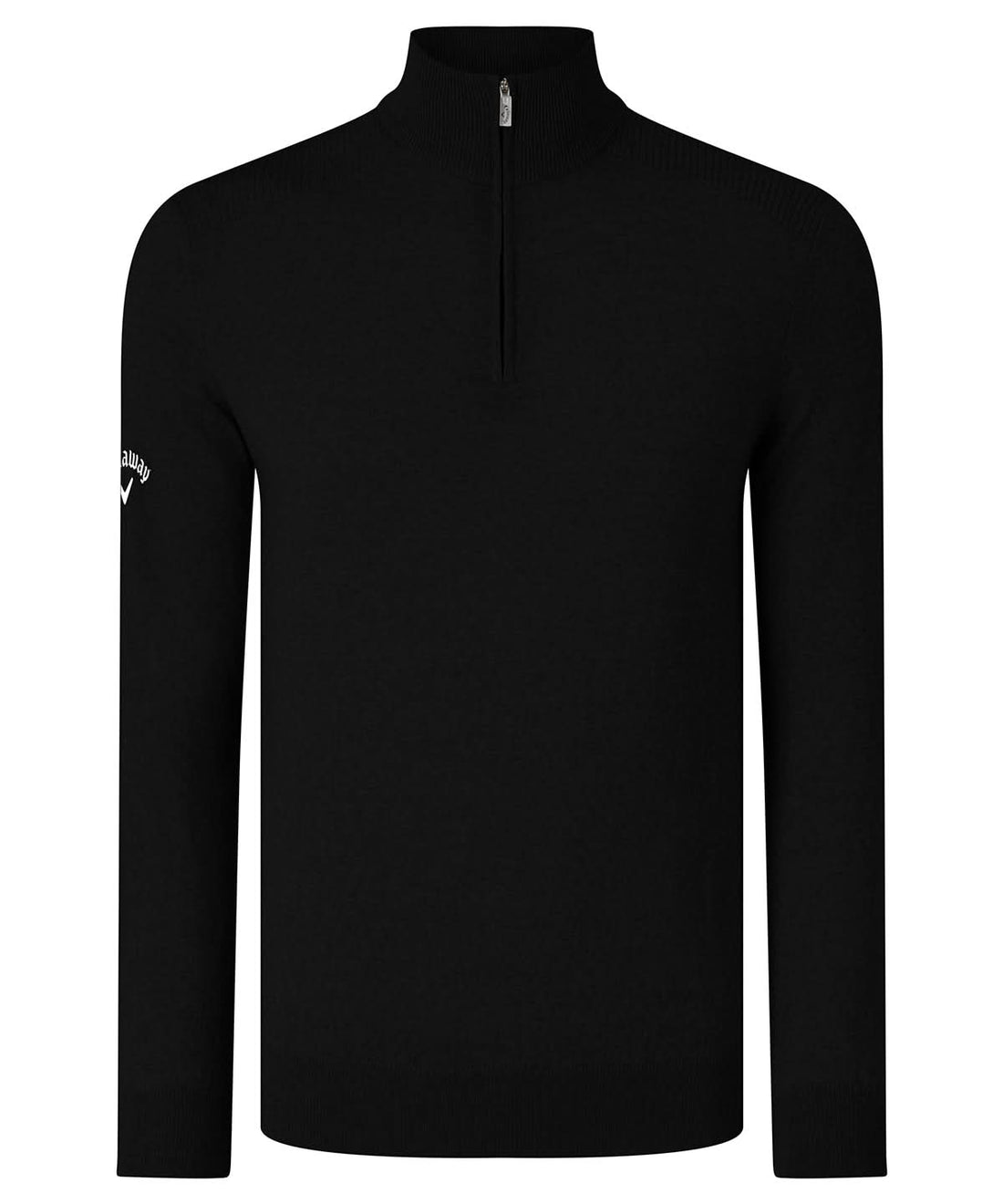 Callaway Ribbed zip Merino sweater CW075 - Black Onyx - Customisable Knitted Jumpers