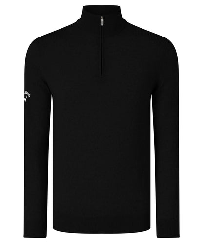 Callaway Ribbed zip Merino sweater CW075 - Black Onyx - Customisable Knitted Jumpers