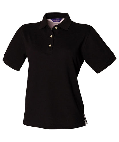 Henbury WomenS Classic Cotton Piqu Polo Shirt HB121 - Black - Customisable Polos