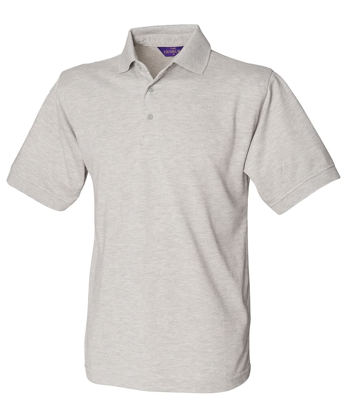 Henbury 6535 Classic Piqu Polo Shirt Heather Grey HB400 - Heather Grey - Customisable Polos