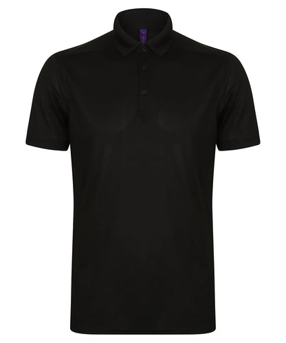 Henbury Stretch Polo Shirt With Wicking Finish Slim Fit HB460 - Black* - Customisable Polos