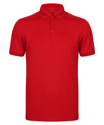 Henbury Stretch Polo Shirt With Wicking Finish Slim Fit HB460 - Red - Customisable Polos