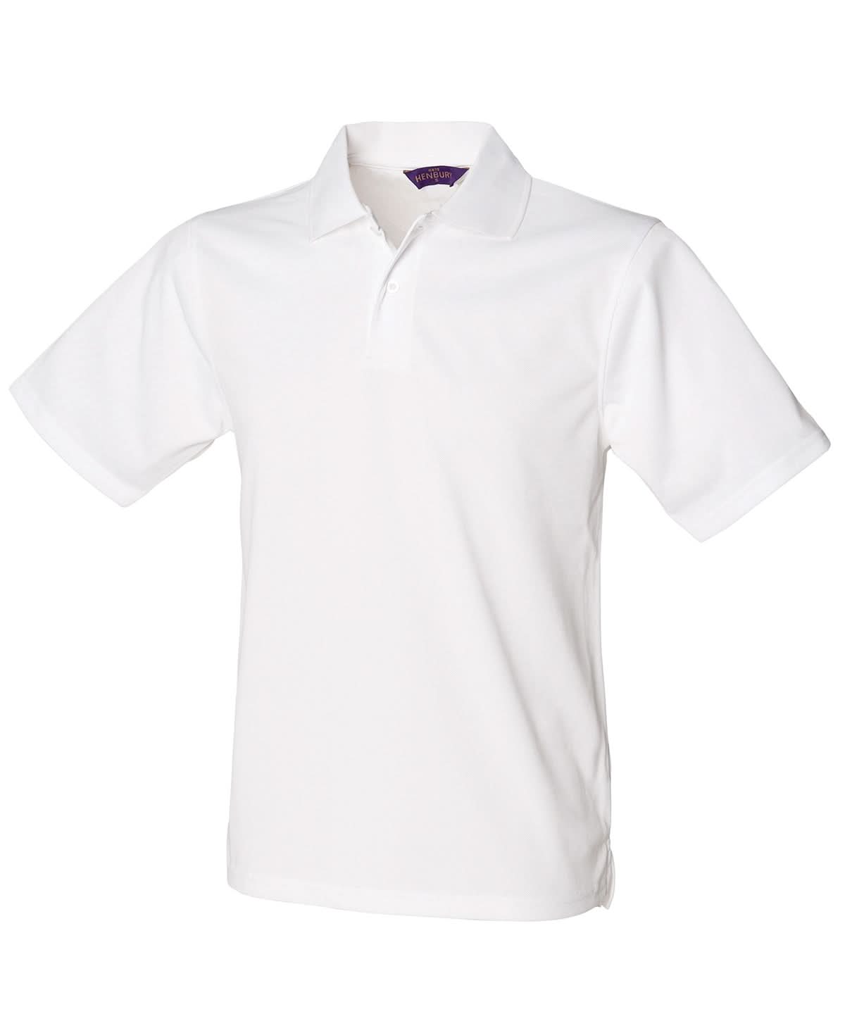 Henbury Coolplus Polo Shirt White HB475 - White - Customisable Polos