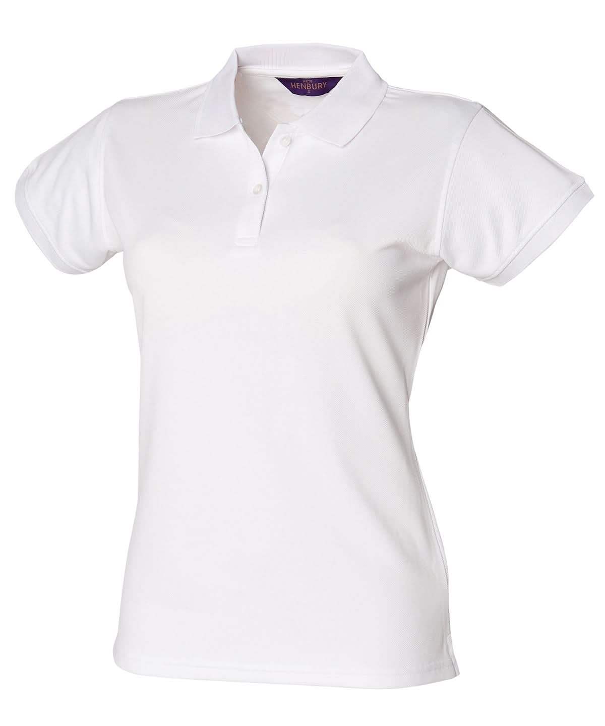 Henbury Womens Coolplus Polo Shirt White HB476 - White - Customisable Polos