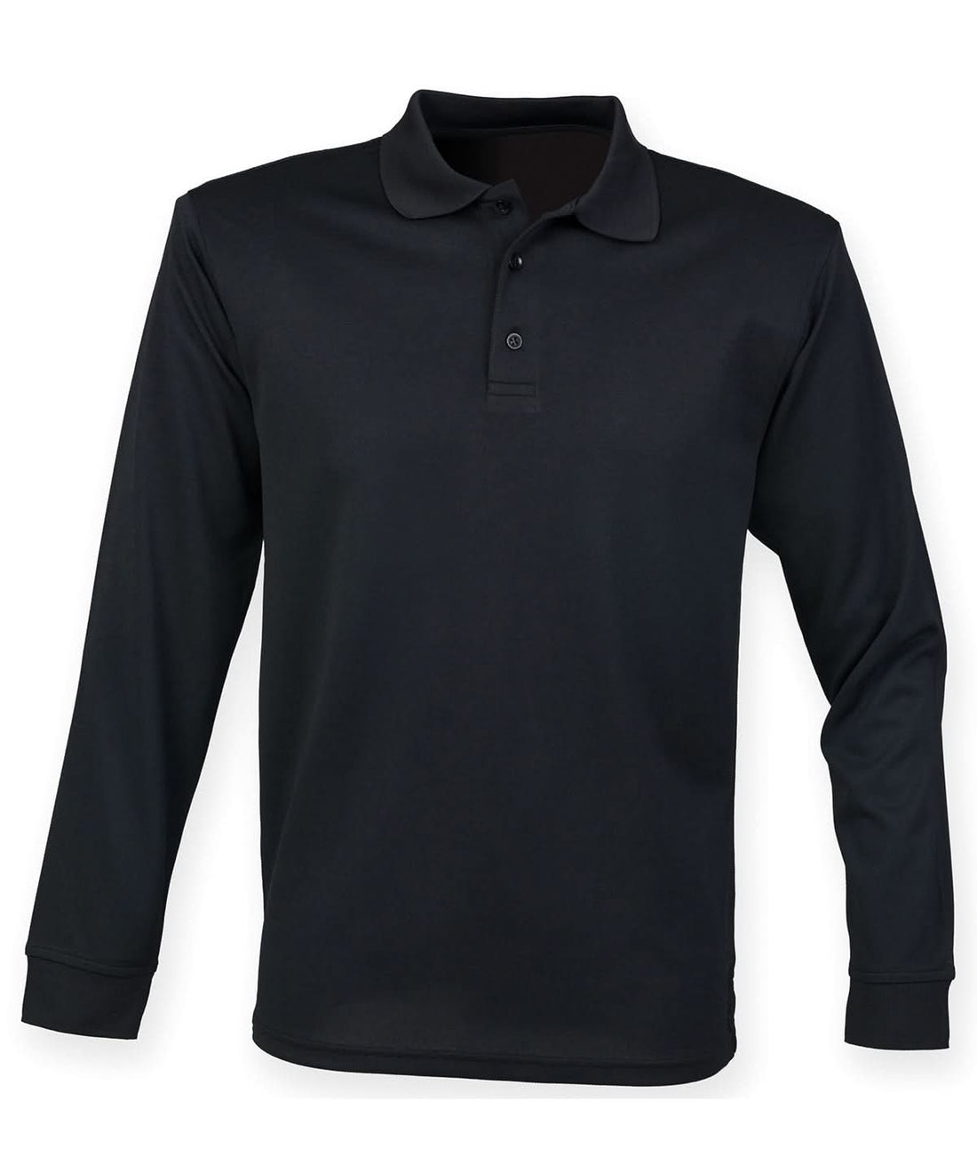 Henbury Long Sleeve Coolplus Polo Shirt HB478 - Black - Customisable Polos