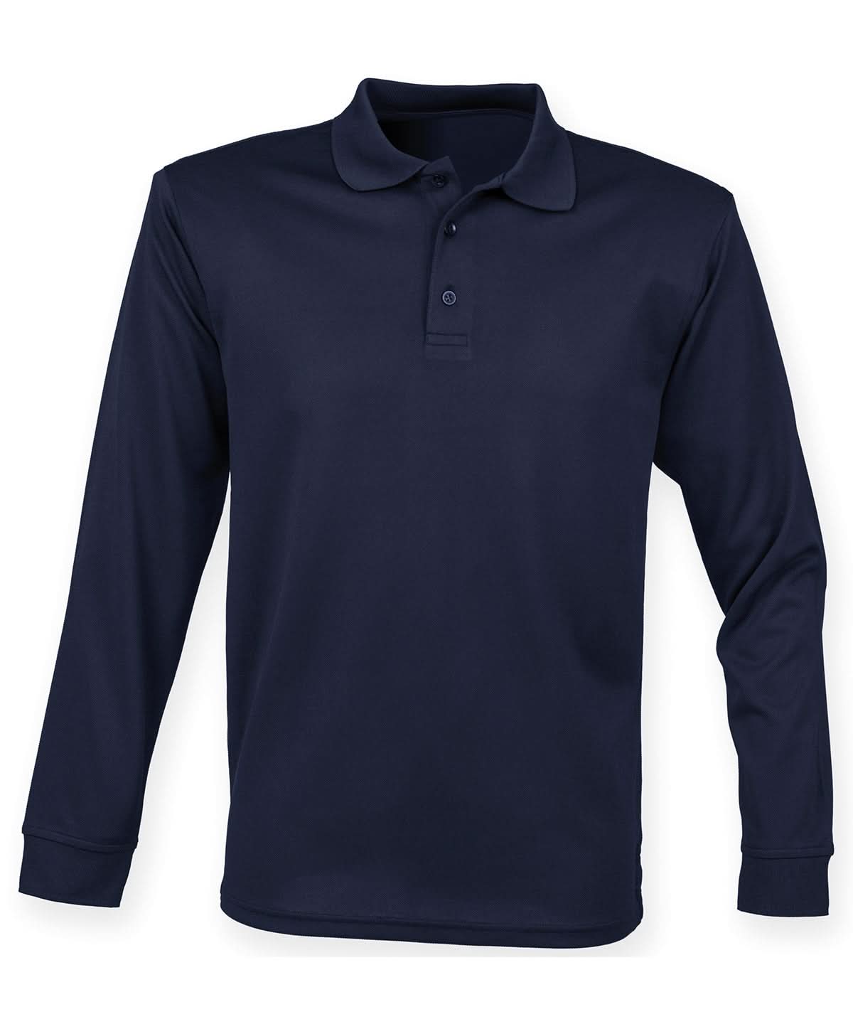 Henbury Long Sleeve Coolplus Polo Shirt HB478 - Navy - Customisable Polos