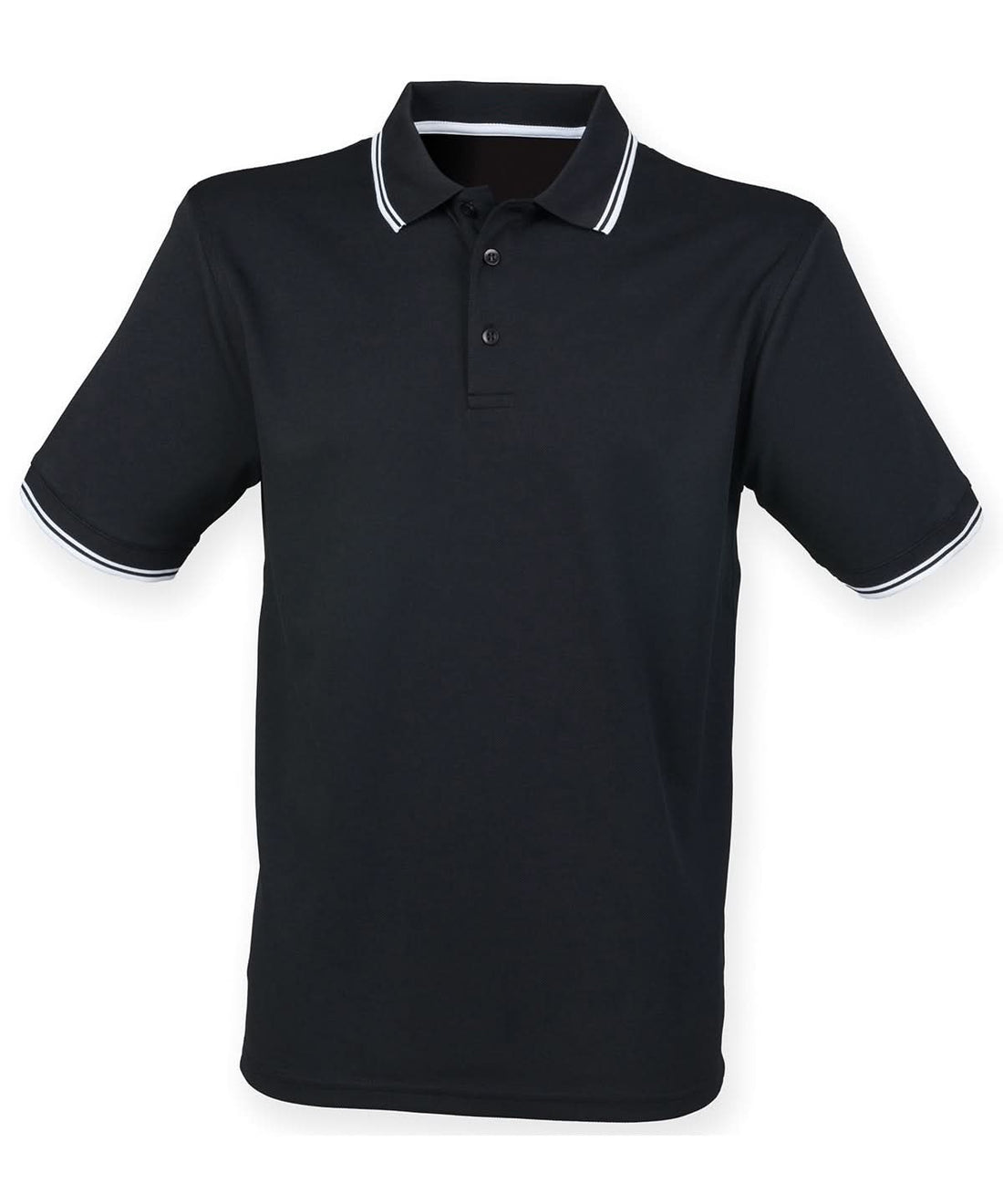 Henbury Double Tipped Coolplus Polo Shirt HB482 - Black White - Customisable Polos