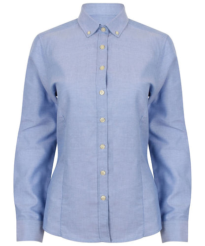 Henbury WomenS Modern Long Sleeve Oxford Shirt HB513 - Blue - Customisable Shirts