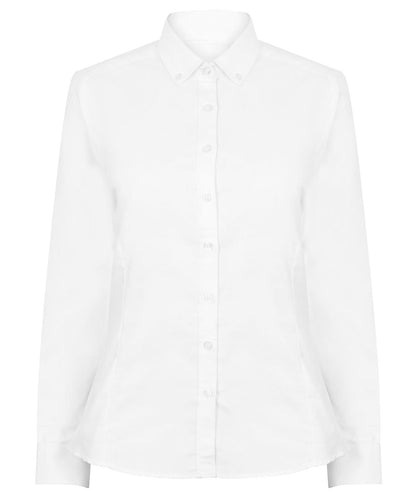 Henbury WomenS Modern Long Sleeve Oxford Shirt HB513 - White - Customisable Shirts