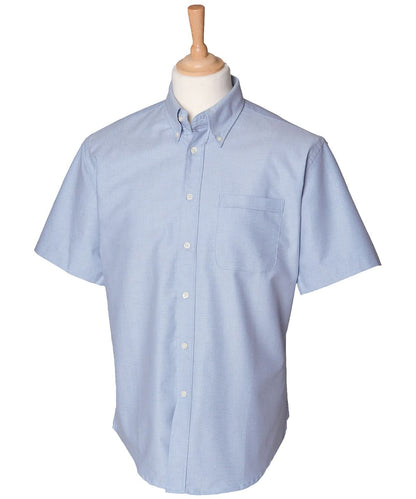 Henbury Short Sleeve Classic Oxford Shirt HB515 - Blue - Customisable Shirts