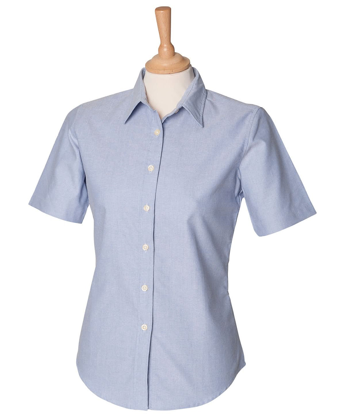 Henbury WomenS Short Sleeve Classic Oxford Shirt HB516 - Blue - Customisable Shirts