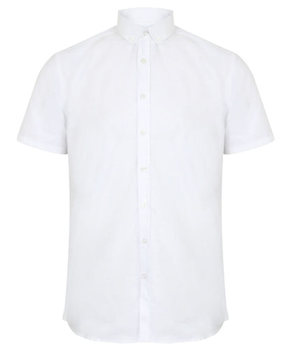 Henbury Modern Short Sleeve Oxford Shirt HB517 - White - Customisable Shirts