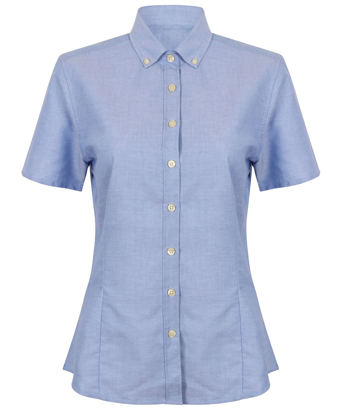 Henbury WomenS Modern Short Sleeve Oxford Shirt HB518 - Blue - Customisable Shirts