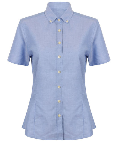 Henbury WomenS Modern Short Sleeve Oxford Shirt HB518 - Blue - Customisable Shirts