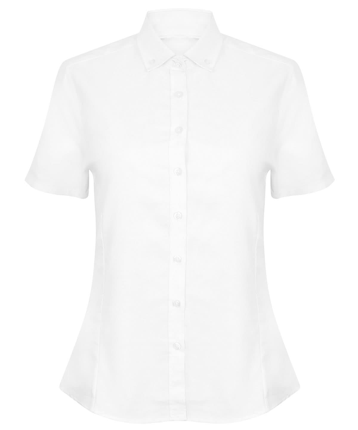 Henbury WomenS Modern Short Sleeve Oxford Shirt HB518 - White - Customisable Shirts