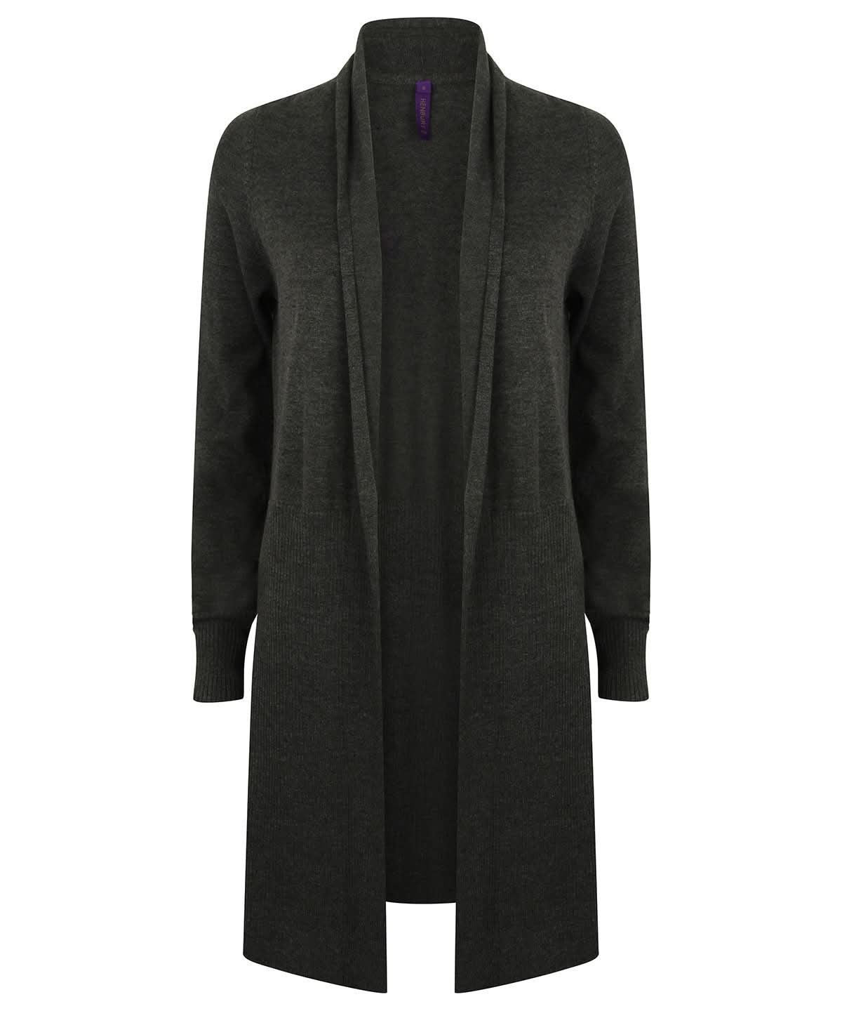 Henbury WomenS Longline Open Cardigan HB719 - Grey Marl - Customisable Cardigans